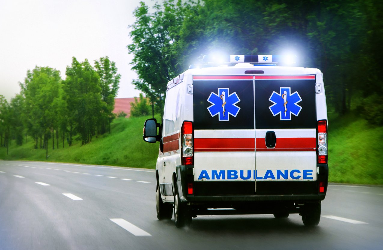 Ambulance van on highway